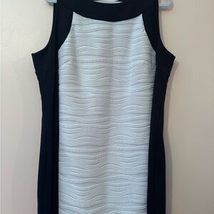 Calvin Klein Black & White Textured Midi Sheath Dress